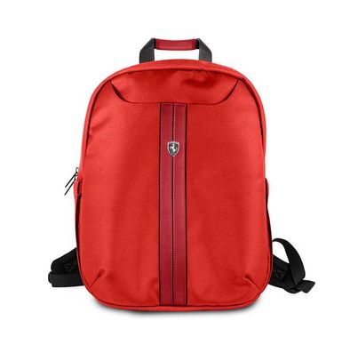 CG Mobile Ferrari Urban High Quality Nylon and PU Carbon Backpack Compatible for 15" inch iPad, Tablets, Laptop, MacBook Pro Bag and a Slim-Fit pocket for an iPad, iPad Mini - Red