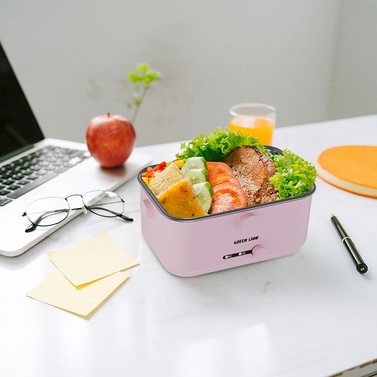 Green Lion Lunch Mate Electric Lunch Box with 1.8L Capacity, 15 Minutes Quick Heat, 80W Power, Removable Inner Container, Detachable Power Cord, Keep Warm Function, Leak-Proof Design - Pink
