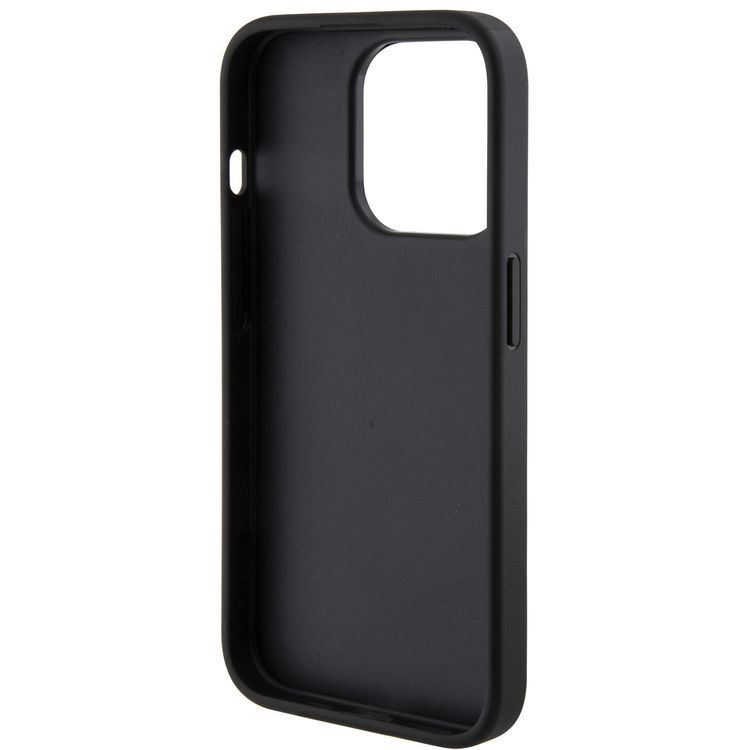 تخمين حقيبة جلدية بو Gripstand مع نمط 4G مثلث ستراس - أسود - iPhone 15 Pro Max