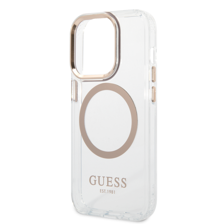 Guess Magsafe Compatibility Transparent Outline iPhone 14 Pro Max Compatibility - Gold