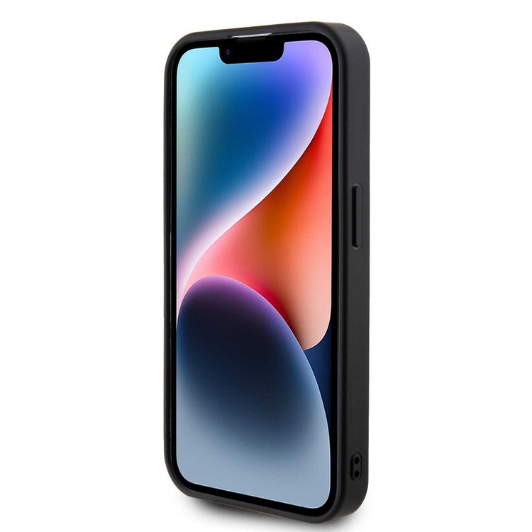 Guess Rhinestone Case with Metal Logo for iPhone 15 Promax - Black - وردي فاتح - iPhone 15 Pro Max