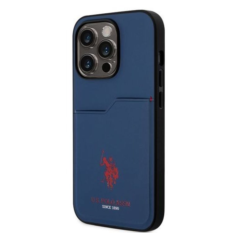 U.S. Polo Card Slot Hard Case iPhone 14 Pro - Navy Blue