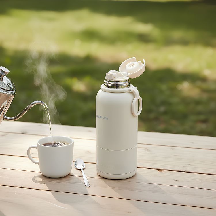 Green Lion Boilix Electric Kettle & Milk Warmer with Boil-Dry Protection, Touch Control, Premium Stainless Steel, Silicone Carry Handle, Leak-Proof Design, Safe & BPA-Free, Detachable Battery, Custom Temp Options, Intelligent Digital Display - Cream