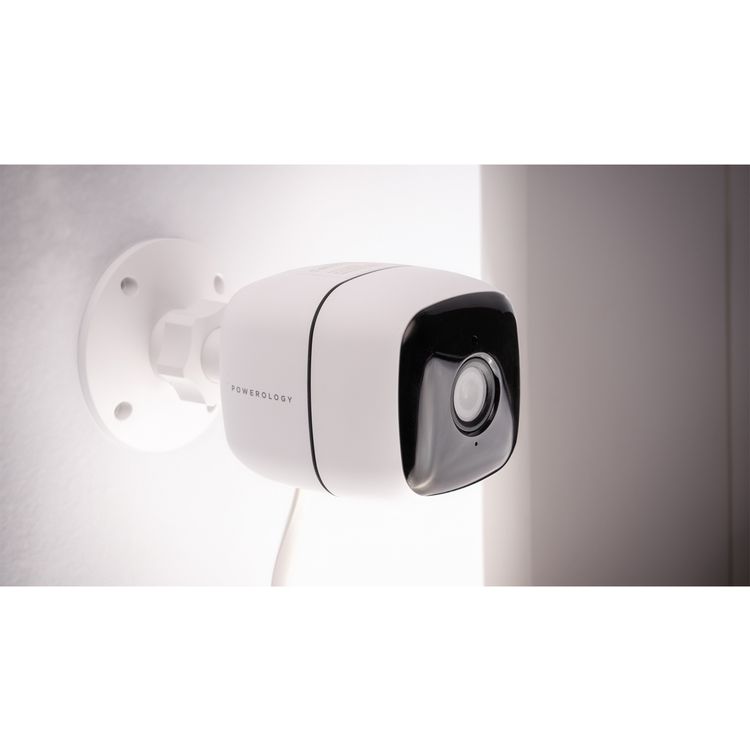 Powerology Security Outdoor Camera  with 110° Wide-Angle Lens, Full HD 1080P Resolution, Up to 10m Night vision, Two-Way Talk, Motion Sensor - White