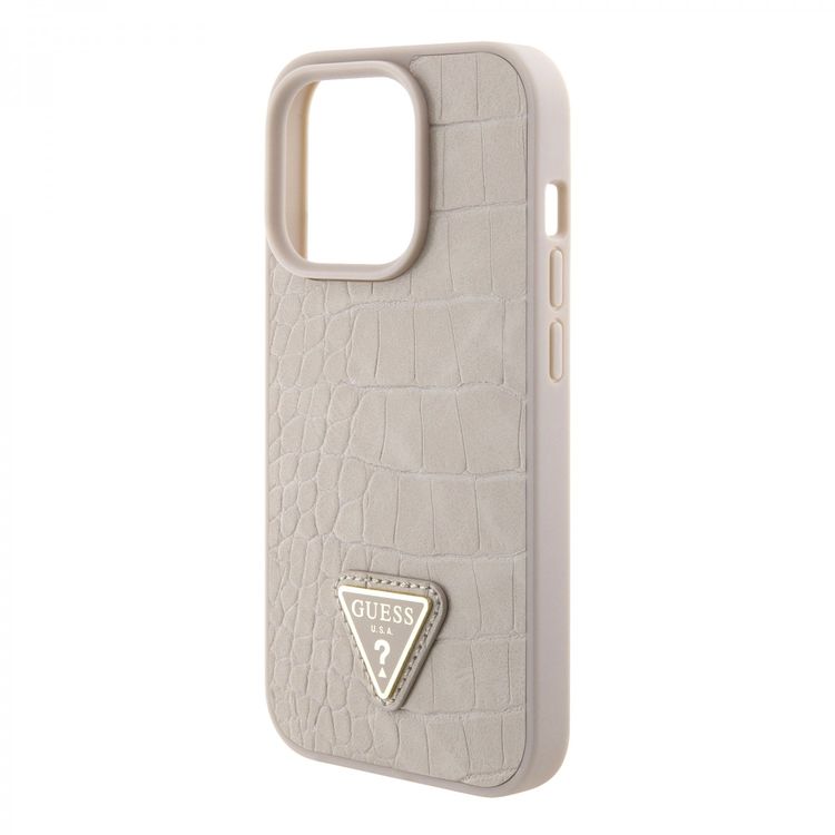 Guess Croco Case with Triangle Logo - Taupe - iPhone 15 Pro