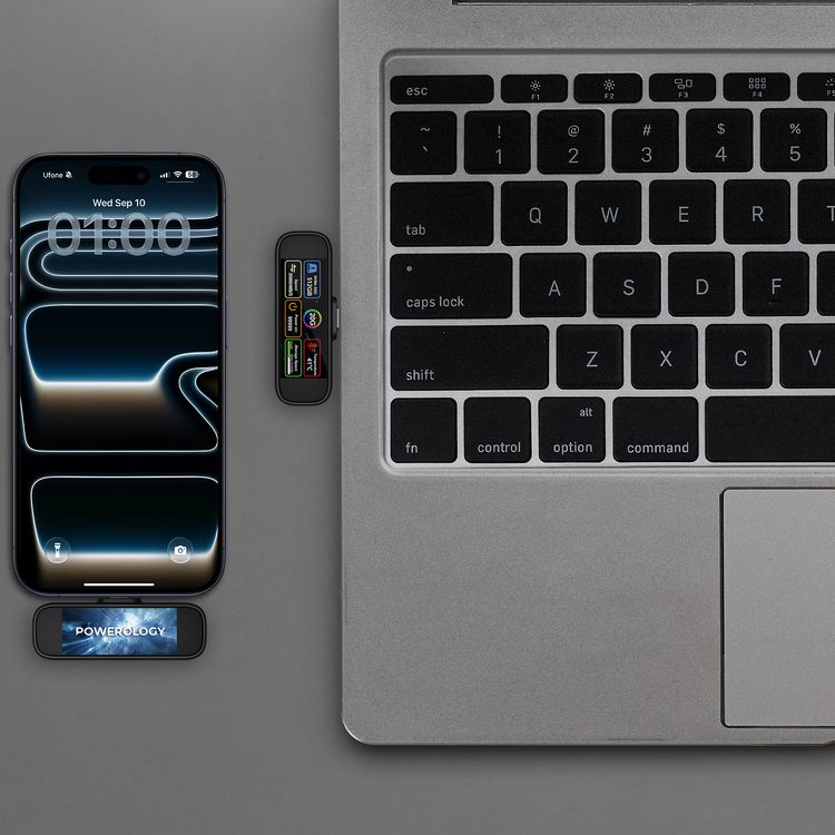 Powerology VaultX 512GB Mini Portable SSD Drive with Compact Design, USB-C Input Connector, 20Gbps Data Transfer Speed, 5W Rated Power, Windows/ Linux/ MacOS/ iOS/ Android Systems Compatibility, 0°C-45°C Operating Temperature, Aluminum Alloy Material, Silicone Protective Case Included - Black