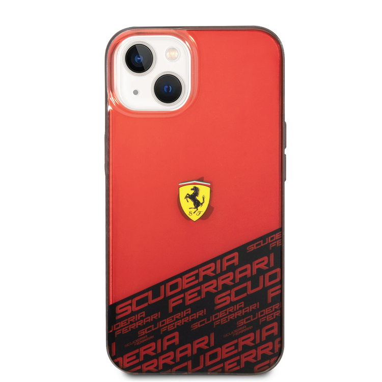 Ferrari PC/TPU IML Case with Bottom Scuderia Allover Print iPhone 14 Compatibility - Red