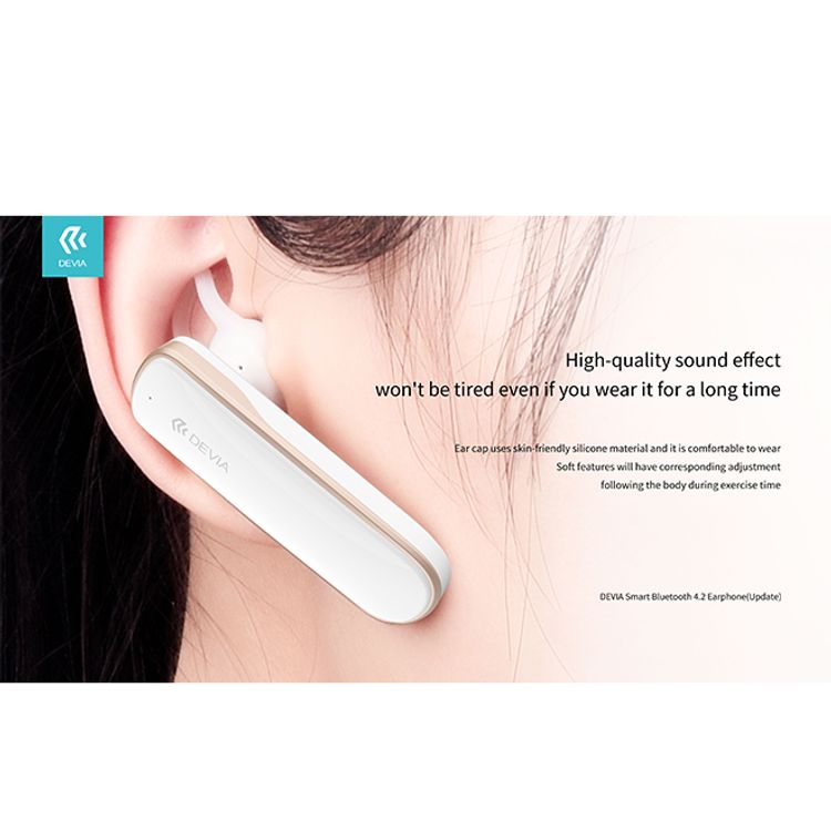 Devia Wireless Earphone Smart Bluetooth 4.2, Astonishing Audio & Microphones - White