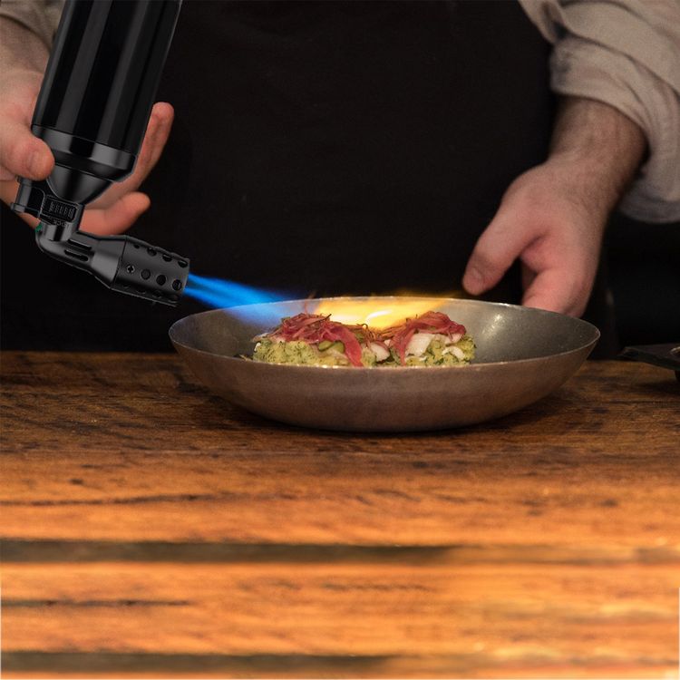 Porodo Lifestyle JetBlaze Windproof Flame Lighter with Adjustable Flame, Turbo Flame Intensity, Up to 1350°C Temperature, Propane & Butane Mixture Fuel Type, Refillable Gas Cartridge, Safety Lock - Black