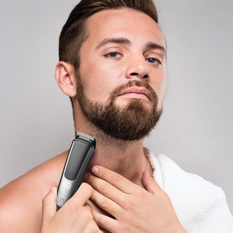 Green Lion 5-in-1 Grooming Set with 5 Detachable Heads, 600mAh Battery Capacity, 7500RPM motor Speed, Up to 90 Minutes Working time, Stainless Steel Blade, LED Digital Display - Black