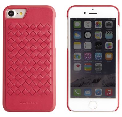 Viva Madrid Tejido Back Case Merlot with  Integrated Nano SIM Card & Ejector Pin Slot  Compatible for iPhone 7 - Anti-Scratch - Sleek Design - Drop Protection Back Cover - Red