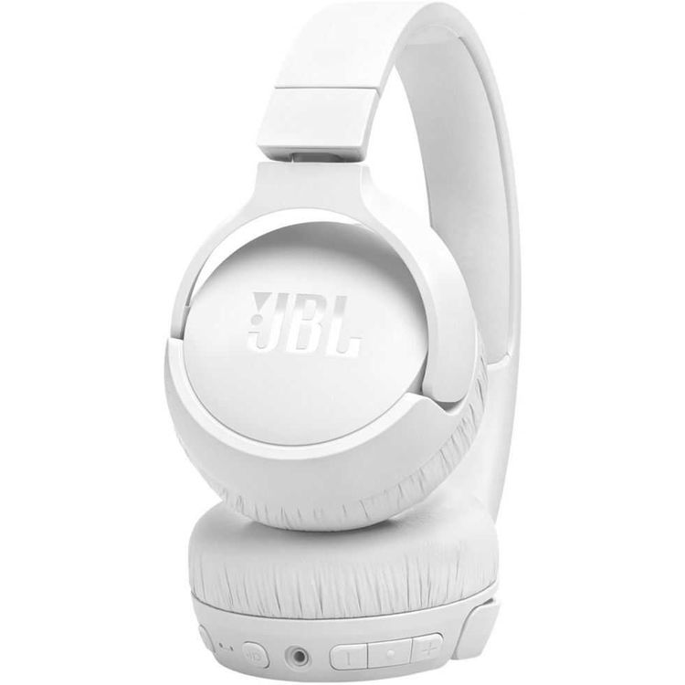 JBL T670 Over-Ear Noise Cancelling Bluetooth Stereo Wireless Headphone, Up to 70Hours Battery Life, Multi-Point Connection, Flat-fold design, Detachable Cable, Audio cable, Speed charge - White 