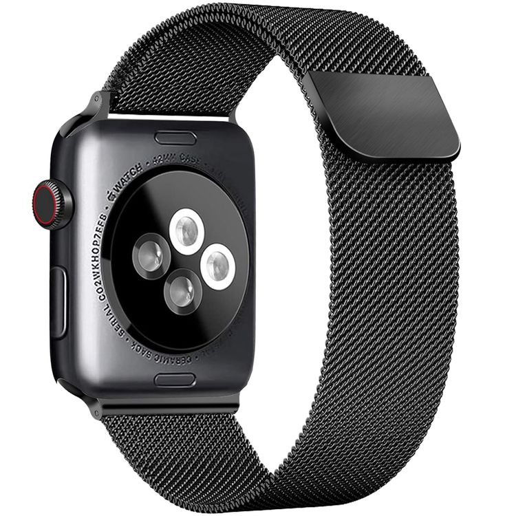 AhaStyle WG42-1-40MM-BK Magnetic Stainless Steel Milanese Mesh Loop Strap for Apple Watch 38 / 40mm - Black
