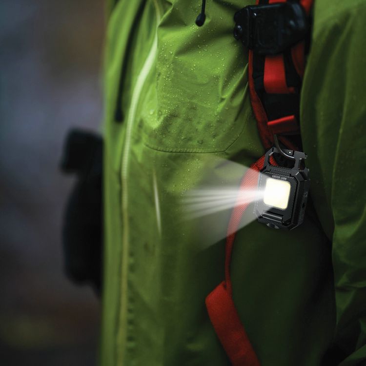 Green Lion Keychain Light with 5 Light Modes, 800mAh Battery, 550 Lumens Brightness, USB-C Charging Port, Up to 7 Hours Working Time, Magnetic Attachment, Foldable Design, 10W Power, Double-Sided - Black