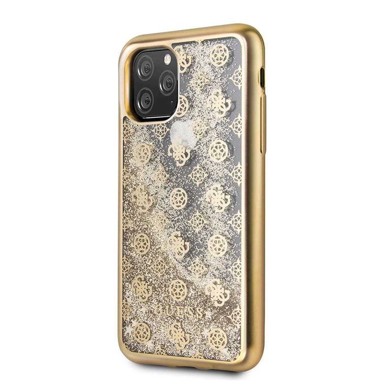 CG MOBILE Guess 4G Peony Liquid Glitter TPU case for iPhone 11 Pro, Soft TPU Case, Anti-Fingerprint Surface, Anti-Scratch, Durable, Officially Licensed - Gold