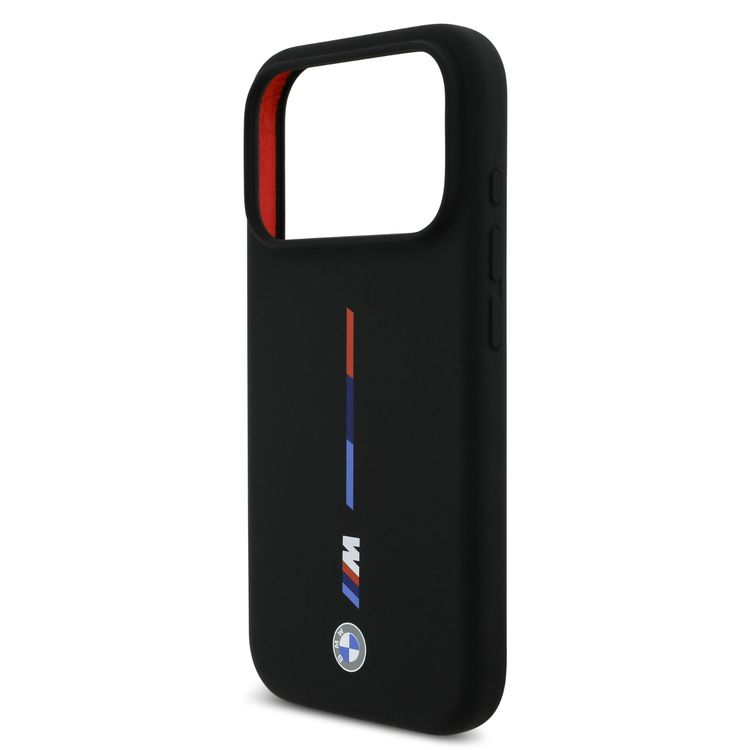 BMW MagSafe Liquid Silicone Case with Printed Tricolor for iPhone 17 Pro Max, Sustainable Packaging, Easy Snap-On Design, Slim Profile, Drop Protection - Black