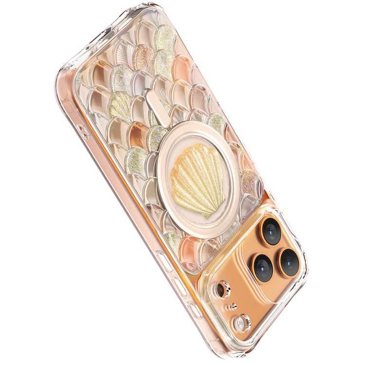 حافظة Levelo Pearl 3D Ocean لهاتف iPhone 17 Pro Max، بتصميم حجر القمر ثلاثي الأبعاد، متوافقة مع MagSafe ومزودة بمغناطيسات قوية، حواف مرتفعة لحماية الكاميرا والشاشة، تم اختبارها للسقوط، زوايا ممتصة للصدمات مستوحاة من الوسائد الهوائية، بأناقة مستوحاة من المحيط - برتقالي