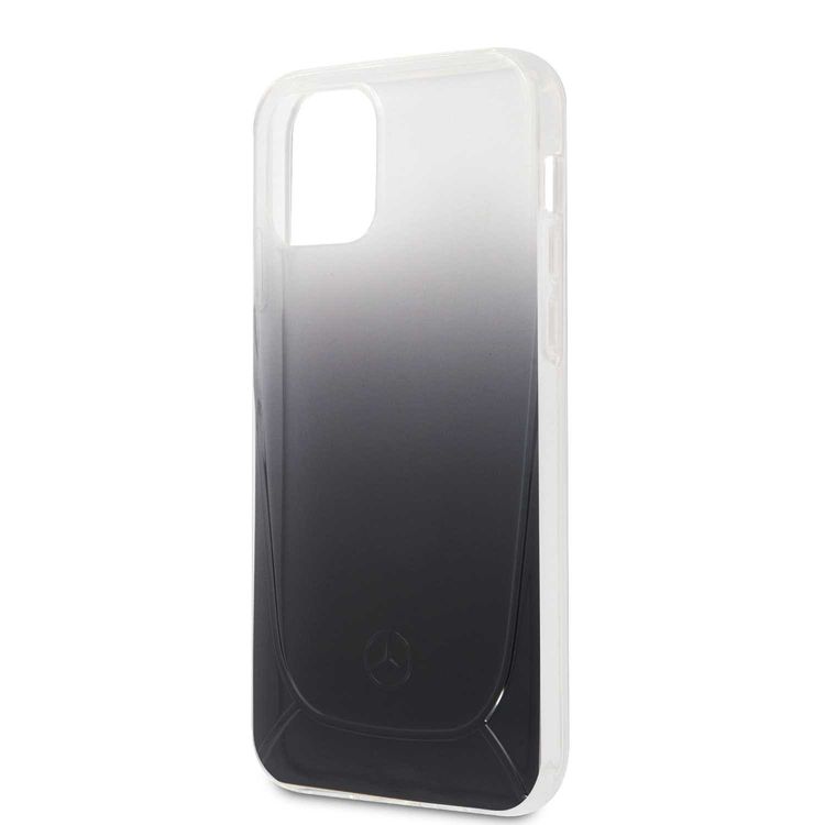 CG Mobile Mercedes-Benz Transparent Case Embossed 1 Compatible for iPhone 12 / 12 Pro (6.1") Shock & Scratch Resistant, Easy Access to All Ports, Drop Protection Back Cover Suitable with Wireless Chargers Officially Licensed - Black Gradient