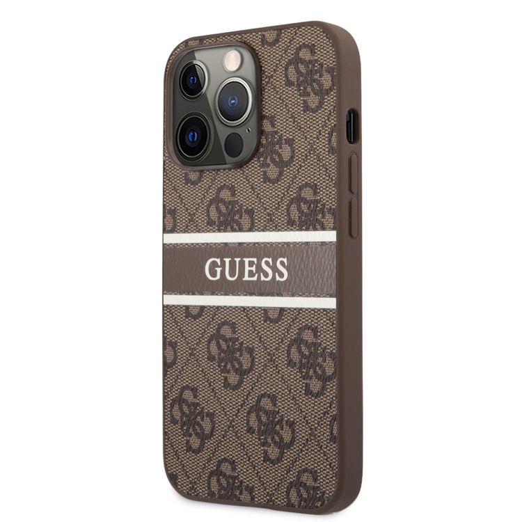 CG MOBILE Guess 4G PU Leather Case with Printed Stripe Compatible for iPhone 13 Pro (6.1") Anti-Scratch, Easy Access to All Ports, Shock Absorption