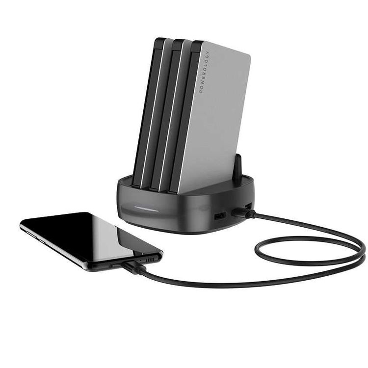 باورولوجي محطة باور بانك 8 في 1 بسعة 8000 ملي امبير في الساعة مع كابل مدمج وبنك طاقة محمول ومحطة شحن سريعة ومتوافقة مع اجهزة ايفون ، اجهزة اندرويد ، منافذ شحن من النوع سي - فضي