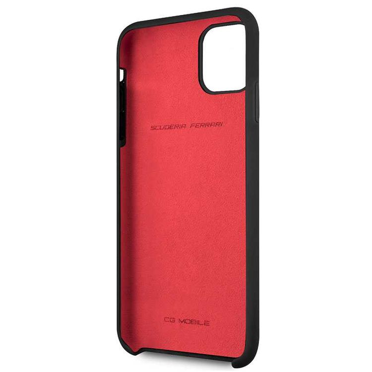 CG MOBILE Ferrari SF Silicone Hard Phone Case Logo Shield Compatible for iPhone 11 Pro Max (6.5") Drop Protection Mobile Case Officially Licensed - Black