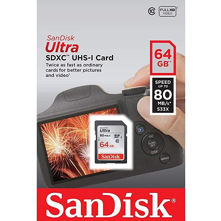 SanDisk Ultra SDSDUNC-064G-GN6IN 64 GB Class 10 SDXC UHS-I Memory Card up to 80 MB/s
