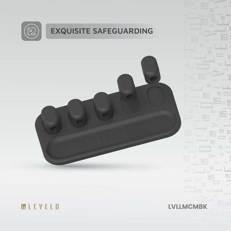 Levelo Livia Detachable Magnetic Cable Management with 5 Magnetic Heads, Lightweight & Compact Design, Tangle-Free, Strong Hold with N52 Magnet, Easy to Install - Black