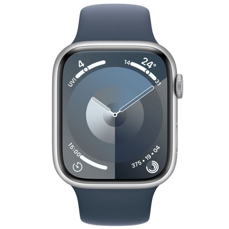 Apple Watch Series 9 [GPS 45mm] with Silver Aluminum Case & Storm Blue Sport Band | M/L