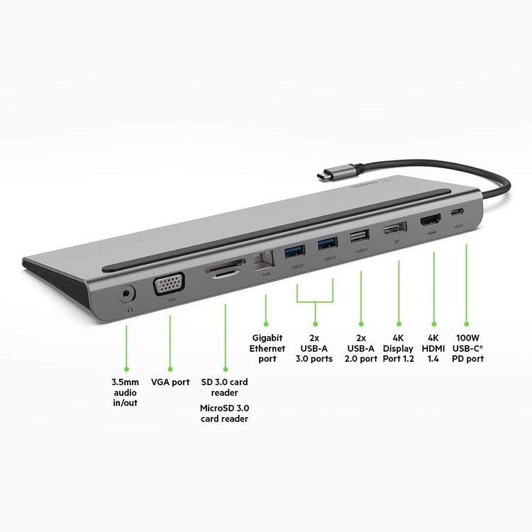 USB-C Multiport Belkin INC004btSGY USB-C Multiport Docking Station-Grey