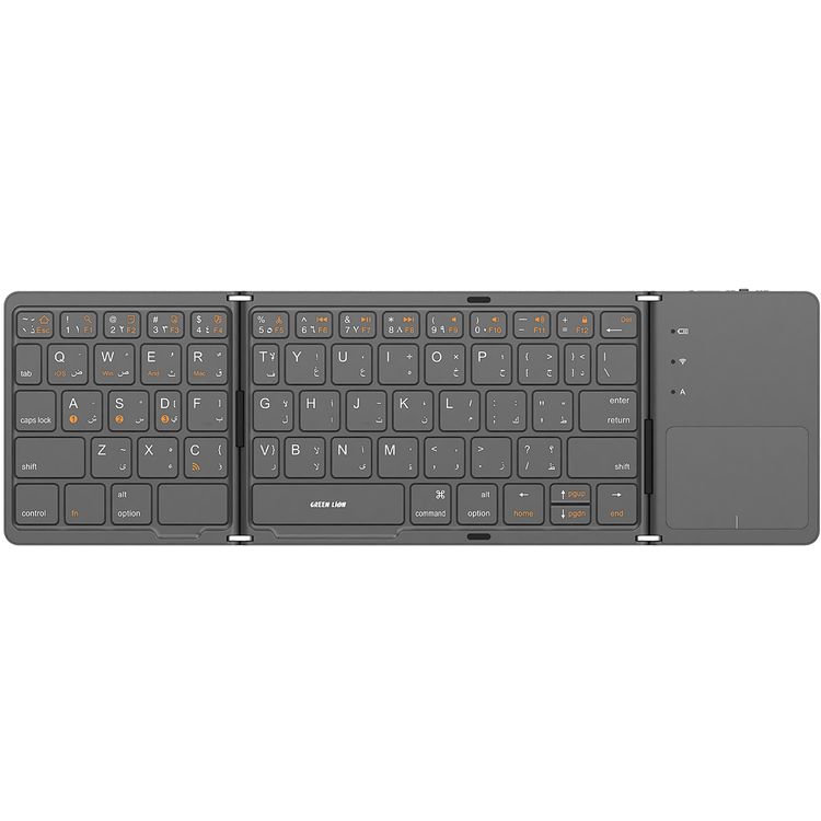 Green Lion Foldable Bluetooth Keyboard, 180mAh Battery Capacity, 20-30 Days Working Time, Comfortable & Quiet Typing, 5 Million Times Keystroke Life, 10m Working Distance, 10 Minutes Sleep Time, Type-C Charging Port - Gray