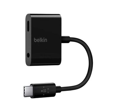 USB-C Adapter Belkin F7U081btBLK USB-C Audio + USB-C Charge Adapter - Black