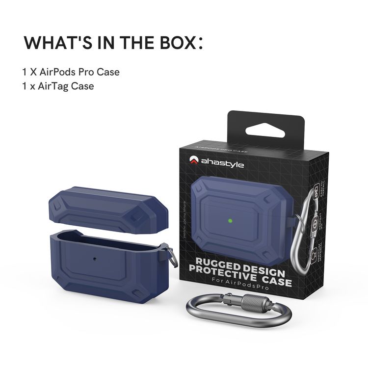 AhaStyle Premium Silicone Rugged Design Case with Anti-Lost Carabiner Compatible for AirPods Pro, Scratch Resistant, Shock Absorption & Dustproof