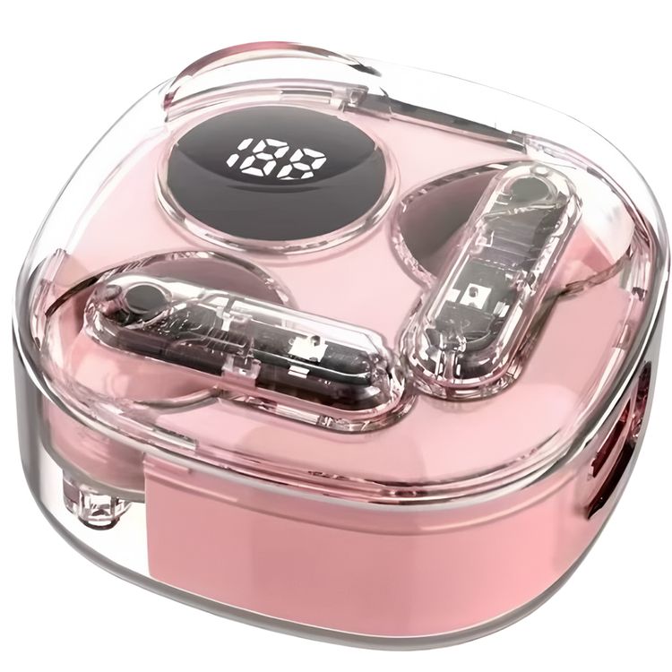 Porodo Soundtec Popwave True Wireless Earbuds with Up to 4 Hours of Playtime, 10m Transmission Distance, Bluetooth Version 5.4, 360° Omnidirectional Microphone - Pink