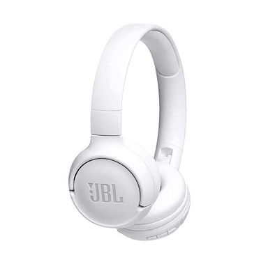 JBL T500 Wireless Bluetooth On-Ear Headphones with Mic, Pure Bass Sound, Hands-free Calls, 16-hours Battery Life, Lightweight & Foldable Design - White