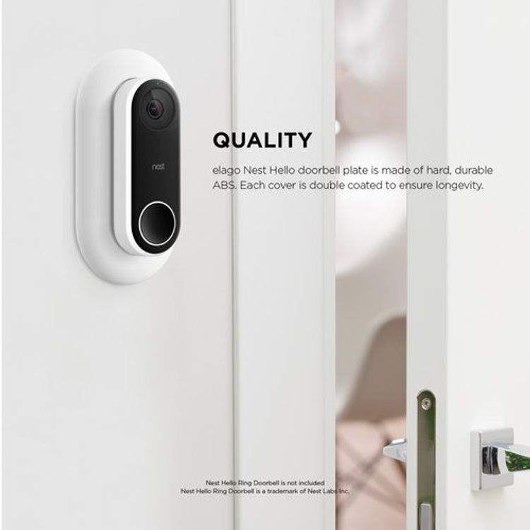 Elago Wall Plate Designed for Google Nest Hello Wall Plate Compatible with Google Nest Hello Smart Wi-Fi Video Doorbell, Use with Adjustable Wedge - White