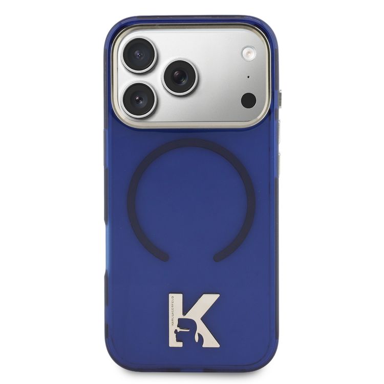 Karl Lagerfeld MagSafe IML Hard Case with Karl Head Logo for iPhone 17 Pro Max, Comfortable Grip, Drop Protection, Slim Profile, Easy Snap-On, Durable Material - Blue