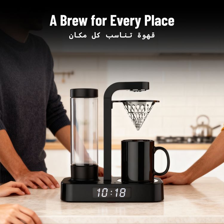 LePresso Coffee Machine with 250mL Cup Capacity, 500mL Water Tank Capacity, Stainless Steel Funnel, Overheat Protection, LED Clock, Auto-Off, 600W Power, Detachable Water Tank - Black 