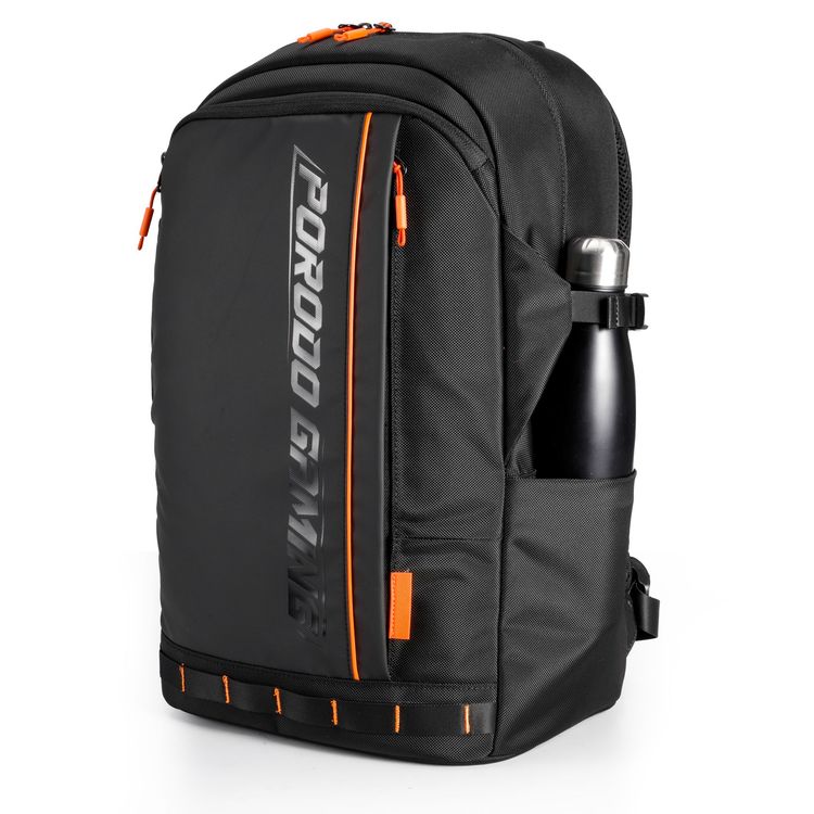 Porodo Gaming PU Laptop Backpack With USB-C Port and PS5 Compartment  - Black/Orange
