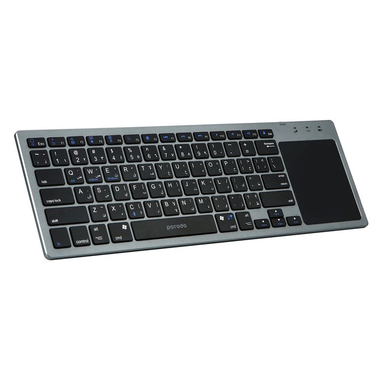 Porodo Wireless Keyboard With Touch-Pad Ultra Slim Bluetooth Keyboard - Gray