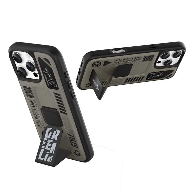 Green Lion Grip Pro MagSafe Case for iPhone 16 Pro Max, Foldable Leather Grip, 3800gs Force, Drop Protection & Shock Absorption, Anti Scratch - Titanium