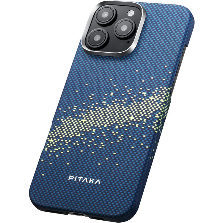 جراب Pitaka Tactile Woven Ultra Slim لهاتف iPhone 16 Pro Max، منسوج باللمس، متوافق مع MagSafe، حافة كاميرا مرتفعة - Milky Way Galaxy