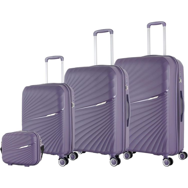 H.T Luggage Bag, Hard Case Polypropylene (PP) Material, Expandable, Telescopic Handle, Scratch Resistant, TSA Lock, Medium Case Size - Purple