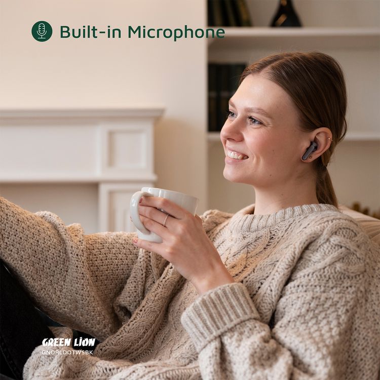 سماعات أذن لاسلكية حقيقية من جرين ليون أورلاندو مع شاشة رقمية، صوت هاي فاي، ميكروفون مدمج، مساعد صوتي، 4.5 ساعات من التشغيل، شحن بواسطة Type-C.
