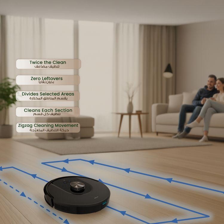 Green Lion Smart Robot Vacuum Pro with 4000Pa Suction Power, Sweeping & Mopping Functions, 140 Minutes Runtime, Auto-Recharge & Resume, Obstacle Detection - Black
