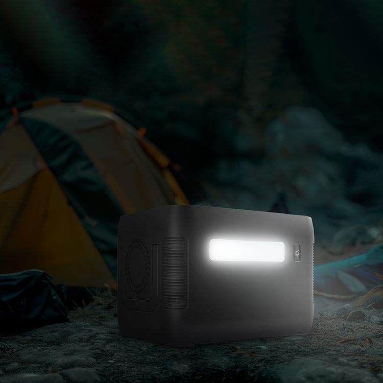 محطة الطاقة المحمولة Porodo Forcebase مع إضاءة LED متعددة الأنماط، طاقة تيار متردد قوية بقوة 150 واط، سعة بطارية 76.96 واط ساعة، منافذ إخراج متعددة، شاشة رقمية LED - باللون الأسود.