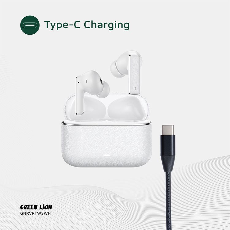 Green Lion River True Wireless Earbuds with ANC + ENC Clarity, Up to 7 Hours of Playtime, Smart in-Ear Detection, Bluetooth Version 5.4, -42dB Noise Reduction, 35 Hours Standby Time - White