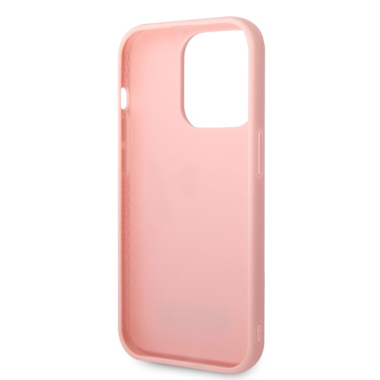 Karl Lagerfeld Case with 3D Rubber Monogram Pattern & Metal Plate Logo iPhone 14 Pro Max Compatibility - Pink