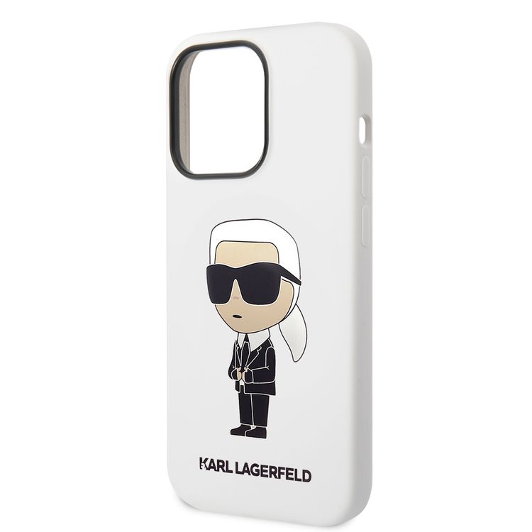 Karl Lagerfeld Magsafe Liquid Silicone Case With Ikonik NFT Logo iPhone 14 Pro Max - White