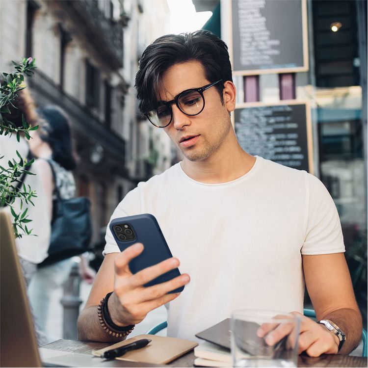 Elago Silicone Case Suitable with MagSafe, Back Shield Case Compatible for iPhone 12 / 12 Pro (6.1") Anti-Scratch, Easy Access to All Ports - Blue