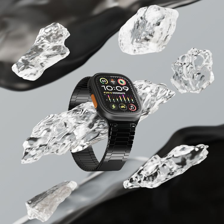 حزام ساعة ليفيلو ميلانو لساعة ابل 49/46 ملم، خفيف الوزن ومتين للغاية، وصلات قابلة للتعديل، مادة لا تسبب الحساسية، تكنولوجيا مضادة للأكسدة - أسود